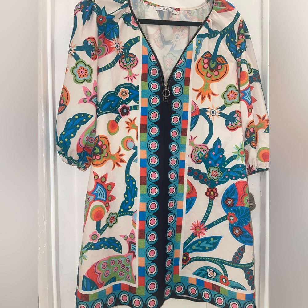 MISSLOOK Colorful Floral Zipper Dress